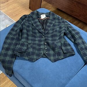 Elevenses Green and Orange Plaid Jacket